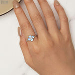 Load image into Gallery viewer, Moonlight Clover Ring | Sterling Silver Platinum-Plated Adjustable Design - Stellosi
