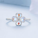 Load image into Gallery viewer, Moonlight Clover Ring | Sterling Silver Platinum-Plated Adjustable Design - Stellosi
