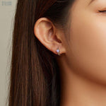 Load image into Gallery viewer, Opal Heart Hoops | 925 Sterling Silver Huggie Earrings - Stellosi

