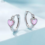 Load image into Gallery viewer, Opal Heart Hoops | 925 Sterling Silver Huggie Earrings - Stellosi
