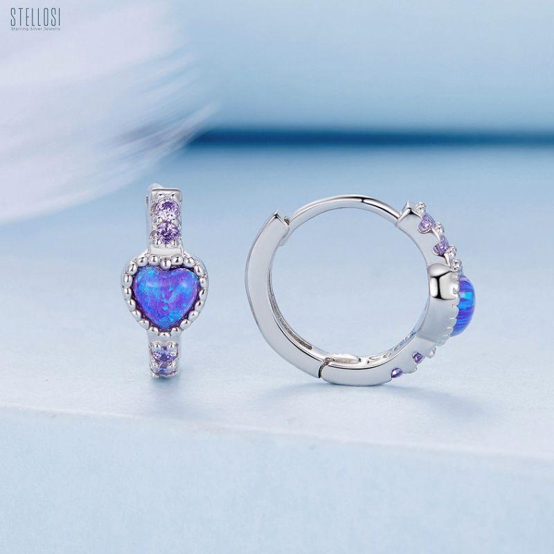 Purple Opal Earrings | Sterling Silver Elegant Jewelry - Stellosi