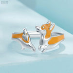 Load image into Gallery viewer, Lovely Corgi Ring | Sterling Silver White Gold Plated Dog-Inspired Jewelry - Stellosi
