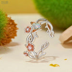 Load image into Gallery viewer, Romantic Cherry Butterfly | Sterling Silver White Gold Opening Ring - Stellosi
