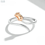Load image into Gallery viewer, Rose Ring | Sterling Silver Platinum and Rose Gold Plated Romantic Jewelry - Stellosi
