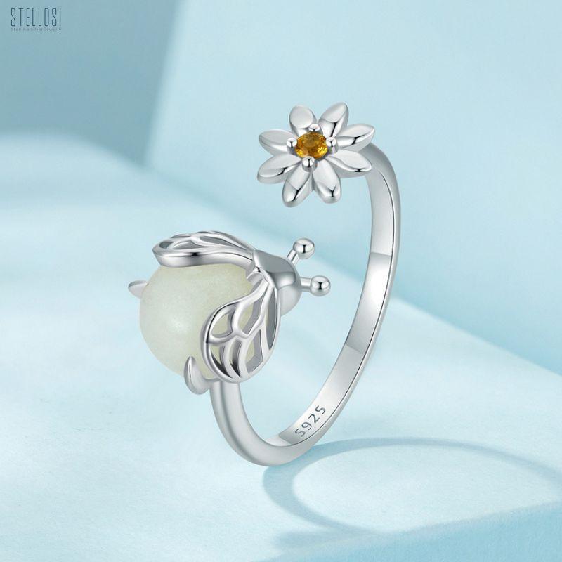Luminous Firefly Ring | Sterling Silver Platinum-Plated Glow Jewelry - Stellosi