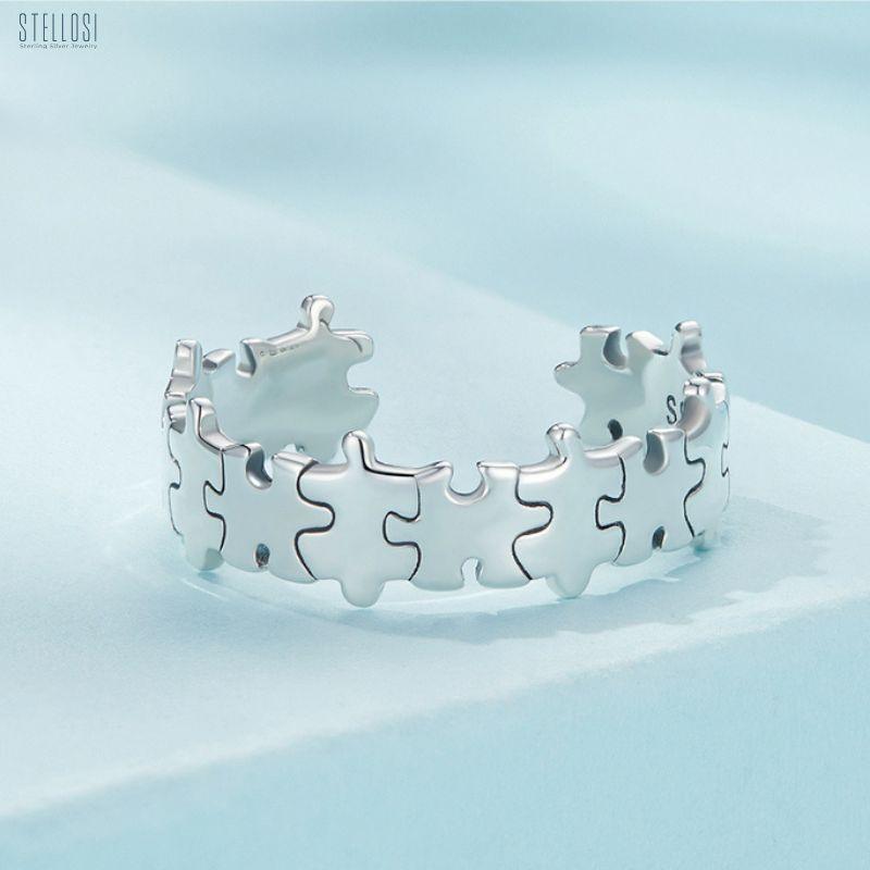 Puzzle Ring | Sterling Silver Oxidized Woman Jewelry - Stellosi