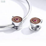 Load image into Gallery viewer, Coffee Cup Charm | Sterling Silver Pavé Heart Jewellery - Stellosi
