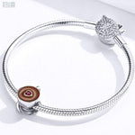 Load image into Gallery viewer, Coffee Cup Charm | Sterling Silver Pavé Heart Jewellery - Stellosi
