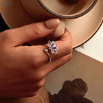 Load image into Gallery viewer, Lotus Flower Ring | Sterling Silver Platinum Plated Adjustable - Stellosi
