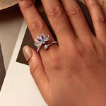 Load image into Gallery viewer, Lotus Flower Ring | Sterling Silver Platinum Plated Adjustable - Stellosi
