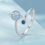 Load image into Gallery viewer, Planet Ring | Sterling Silver White Gold-Plated Celestial Design - Stellosi
