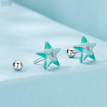 Load image into Gallery viewer, Opal Starfish Clips | 925 Sterling Silver Beach Earrings - Stellosi
