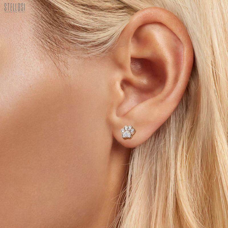 Pet Paw Stud Earrings | Sterling Silver Animal Jewelry - Stellosi
