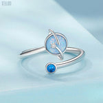 Load image into Gallery viewer, Planet Ring | Sterling Silver White Gold-Plated Celestial Design - Stellosi
