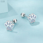 Load image into Gallery viewer, Pet Paw Stud Earrings | Sterling Silver Animal Jewelry - Stellosi

