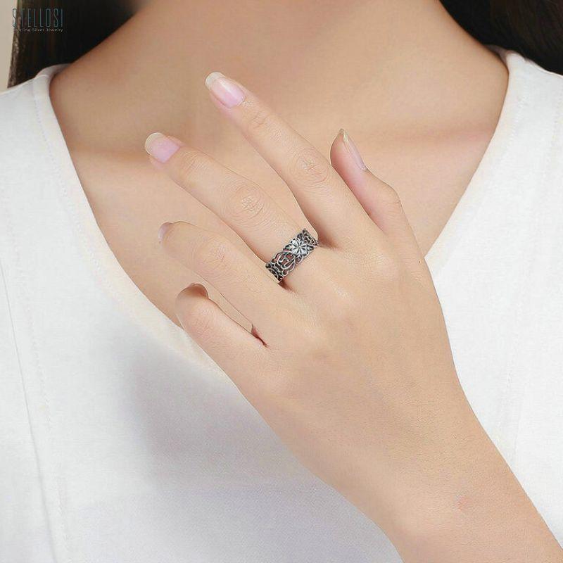 Rose Ring | Sterling Silver with Platinum &amp; Rose Gold - Stellosi