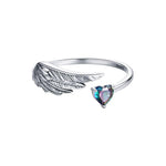 Load image into Gallery viewer, Wing Heart Open Ring | 925 Sterling Silver with Oxidized Finish - Stellosi
