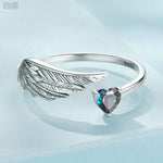 Load image into Gallery viewer, Wing Heart Open Ring | 925 Sterling Silver with Oxidized Finish - Stellosi
