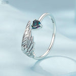Load image into Gallery viewer, Wing Heart Open Ring | 925 Sterling Silver with Oxidized Finish - Stellosi
