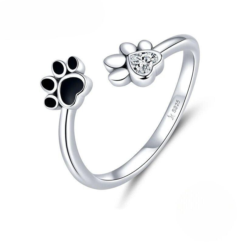 Pets' Footprint Ring | Sterling Silver Platinum-Plated Jewelry - Stellosi