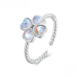 Load image into Gallery viewer, Moonlight Clover Ring | Sterling Silver Platinum-Plated Adjustable Design - Stellosi
