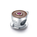 Load image into Gallery viewer, Coffee Cup Charm | Sterling Silver Pavé Heart Jewellery - Stellosi
