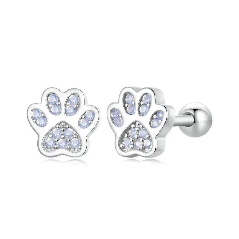 Pet Paw Stud Earrings | Sterling Silver Animal Jewelry - Stellosi