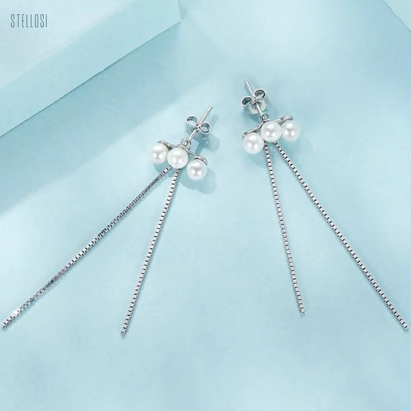 Starlight Threader Earrings | Sterling Silver with Blue Accents